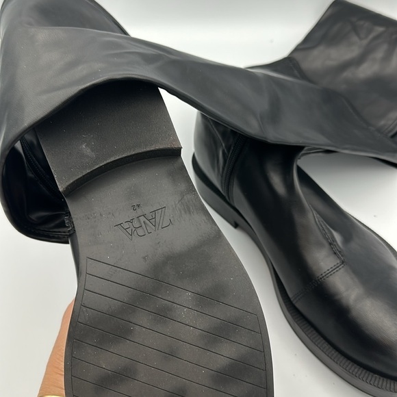 Zara Black over the knee boots flat low heel Sz42 - Picture 8 of 11